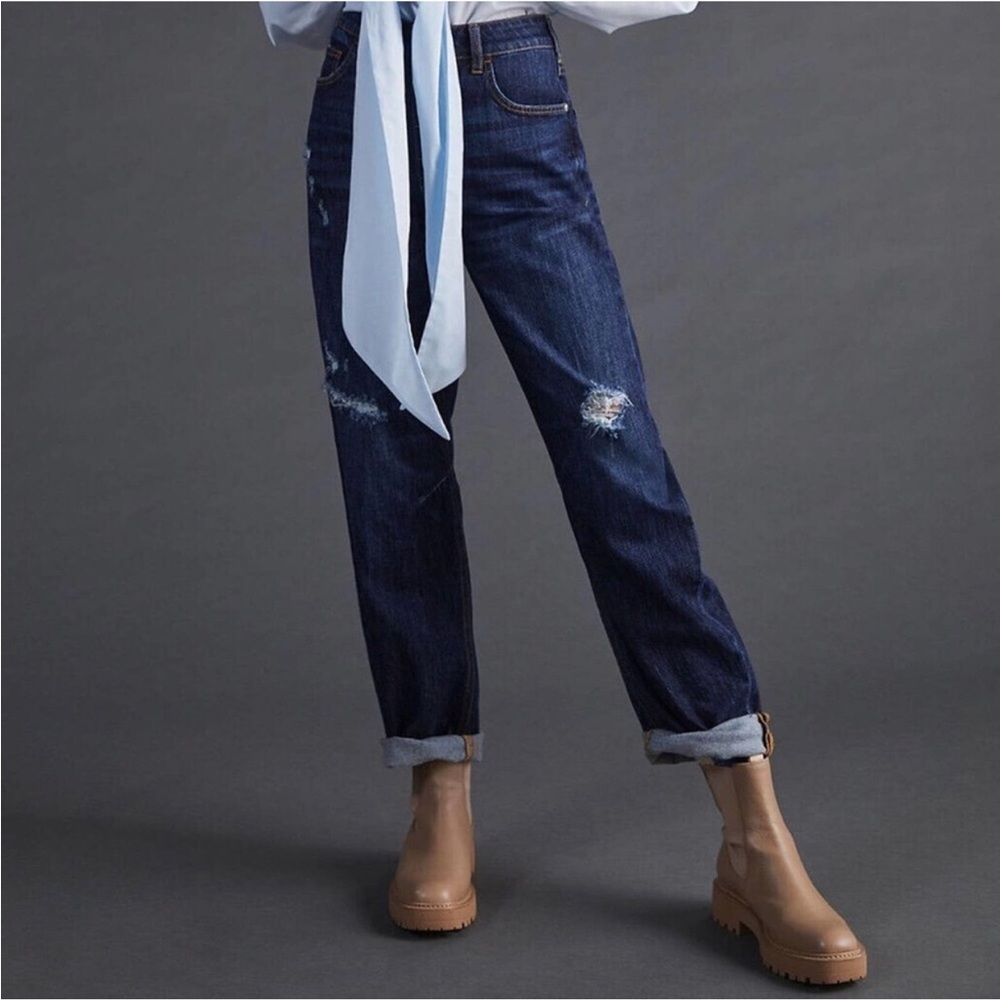 Pilcro The Boy Boyfriend Jeans Dark Wash Distressed 28